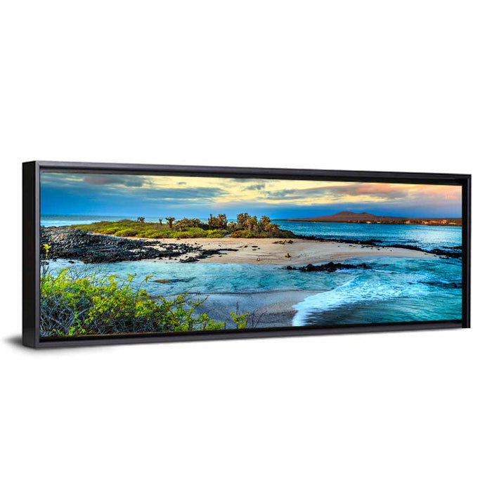 Galapagos Volcanic Shoreline Wall Art as a framed canvas