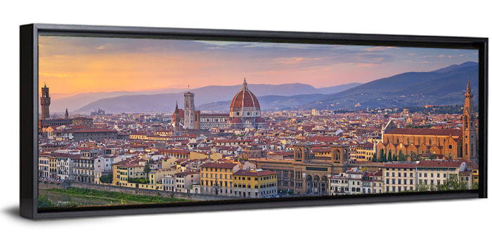 Florence Duomo Skyline at Golden Hour Wall Art as a framed canvas