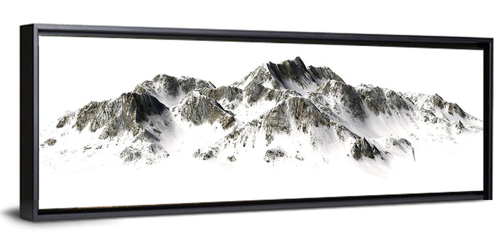 Winter Snow-capped Mountain Range Wall Art as a framed canvas