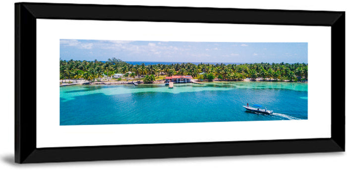 Belize Reef Island Pier Wall Art as a framed print