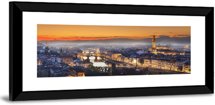 Florence Sunset Over the Arno Wall Art as a framed print