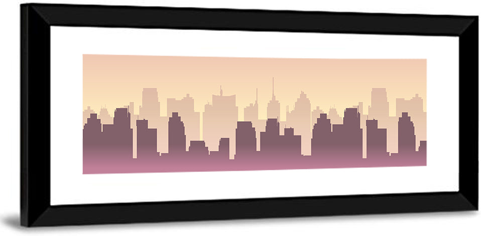City Buildings Silhouette Wall Art