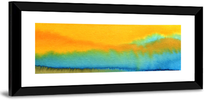 Sunset Horizon Watercolor Wall Art as a framed print