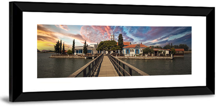 Agios Achilleios Monastery at Sunset Wall Art as a framed print