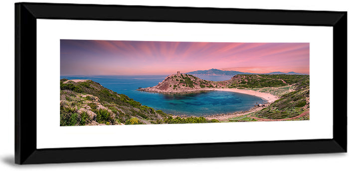 Porticciolo Tower at Sunset, Alghero Wall Art as a framed print