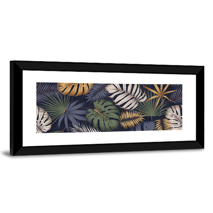 Layered Tropical Leaves Pattern Wall Art as a framed print