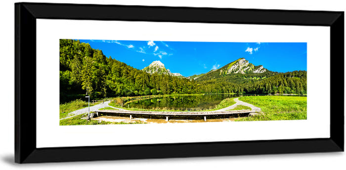 Seealpsee Footbridge Alpine Lake Wall Art as a framed print