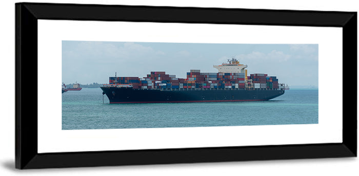 Harbor Container Ship at Sea Wall Art as a framed print