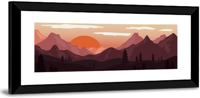 Mars Sunset Over Mountains Wall Art as a framed print