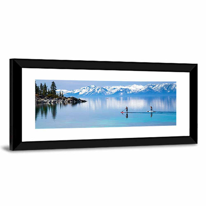 Lake Tahoe Paddleboarders Wall Art as a framed print