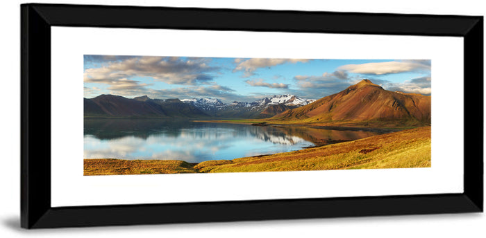 Icelandic Mountain Lake at Golden Hour Wall Art as a framed print