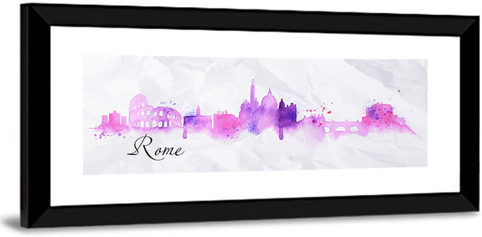 Watercolor Rome Skyline Wall Art as a framed print