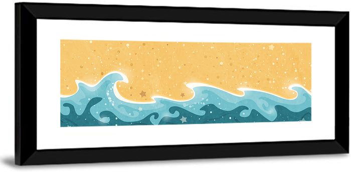Whimsical Starry Waves Abstract Wall Art as a framed print