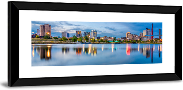 Birmingham Railroad Park Skyline Wall Art as a framed print
