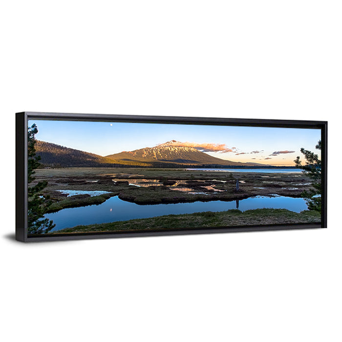 Mount Bachelor Moonlit Sunset Wall Art as a framed canvas
