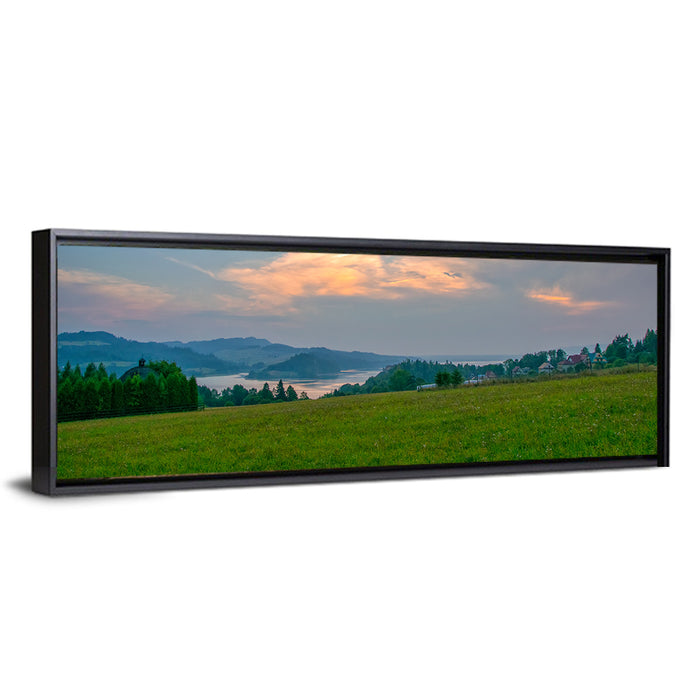 Czorsztynskie Lake Meadow at Dusk Wall Art as a framed canvas