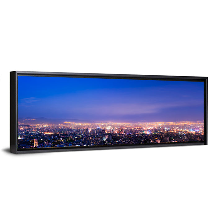 Tehran Nightscape Wall Art as a framed canvas