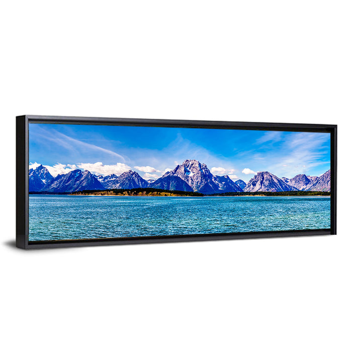 Mount Moran Over Jackson Lake Wall Art as a framed canvas