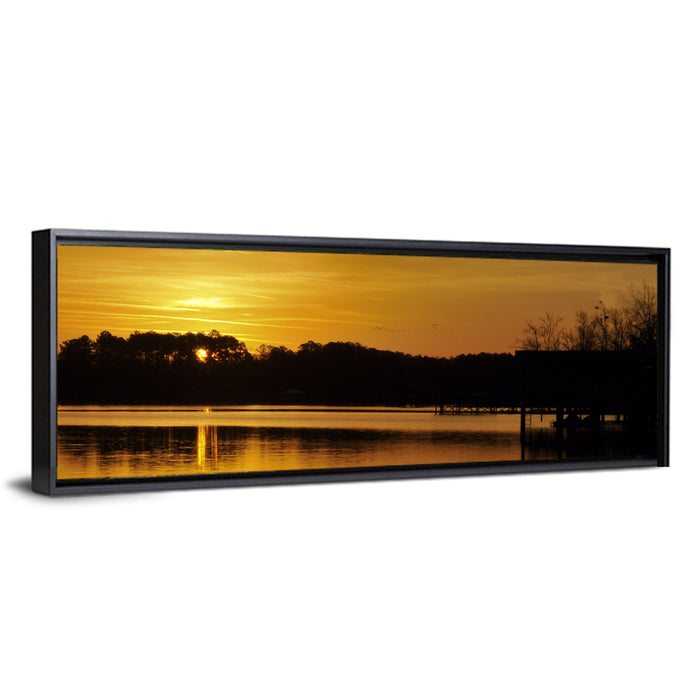 Lake Weiss Sunset Reflection Wall Art as a framed canvas