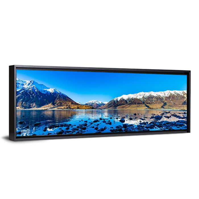 Lake Ohau Mountain Reflection Wall Art as a framed canvas