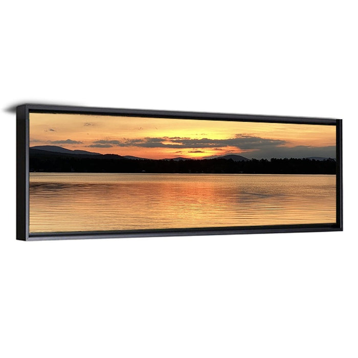 Lake Pleasant Golden Sunset Wall Art as a framed canvas