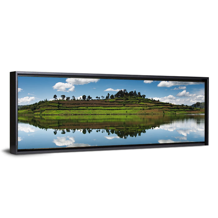 Bunyonyi Lake Reflection Wall Art as a framed canvas