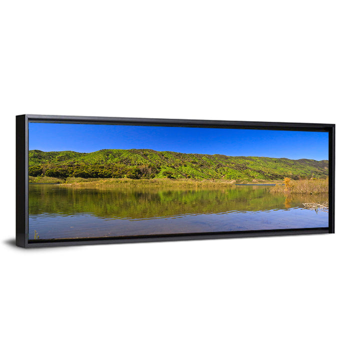 Santa Barbara Lake Reflection Wall Art as a framed canvas