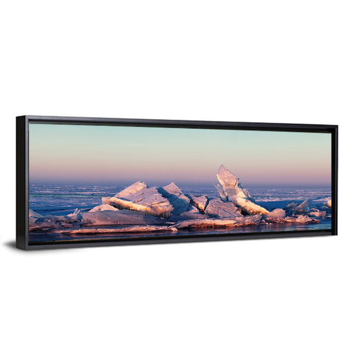 Lake Balkhash Ice Hummocks Wall Art as a framed canvas