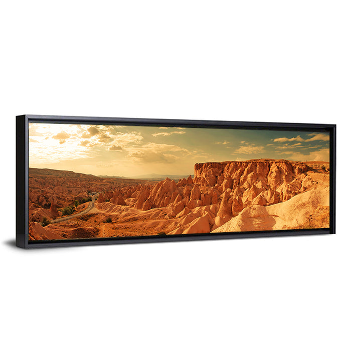 Cappadocia Sunset Valley Wall Art as a framed canvas