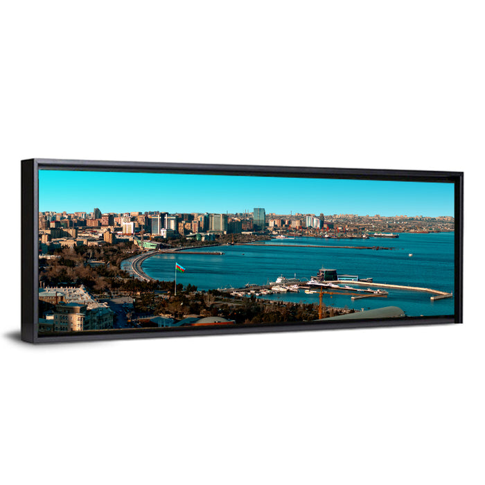 Baku Bay Panorama Wall Art as a framed canvas