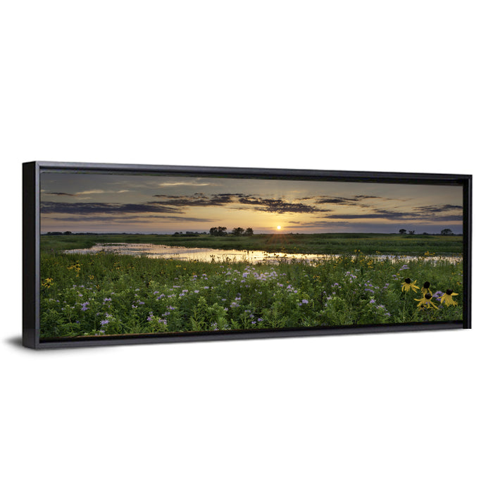 Illinois Fields Sunset Wall Art as a framed canvas