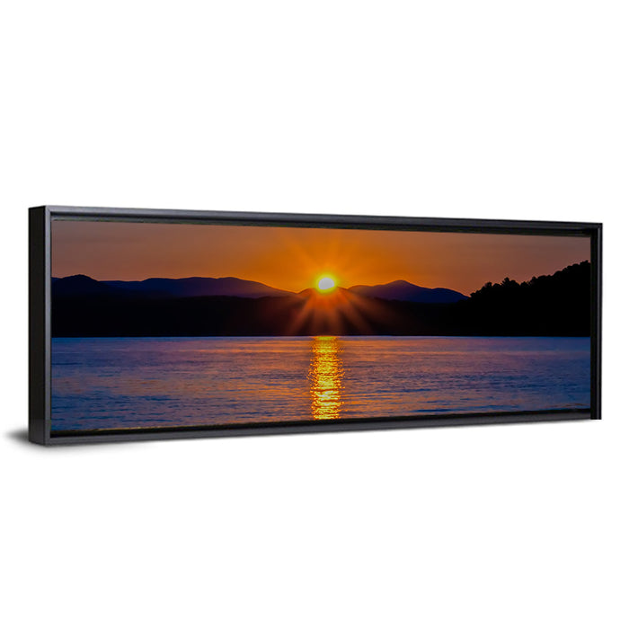 Lake Jocassee Golden Sunrise Wall Art as a framed canvas