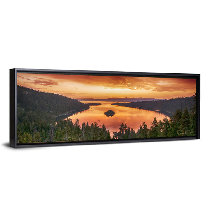 Emerald Bay Sunrise, Lake Tahoe Wall Art as a framed canvas