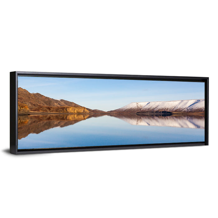 Lake Kleifarvatn Reflection Wall Art as a framed canvas