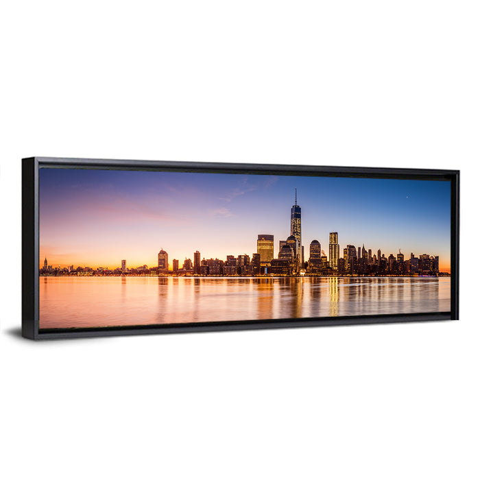 One World Trade Center Sunrise Wall Art as a framed canvas