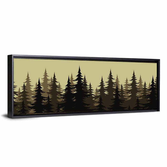 Fir Tree Silhouettes Wall Art as a framed canvas