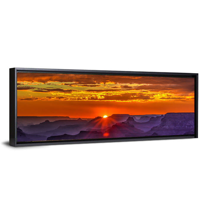 Lipan Point Sunset Sunburst Wall Art as a framed canvas