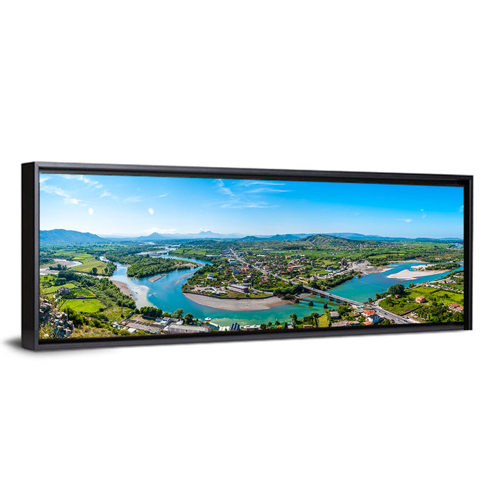 Shkodër River Valley Wall Art as a framed canvas