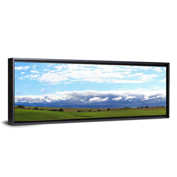 Storm Clouds Over Iowa Fields Wall Art as a framed canvas
