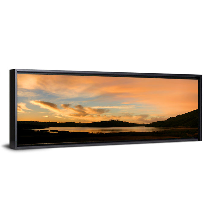 Lake Casitas Sunrise Wall Art as a framed canvas