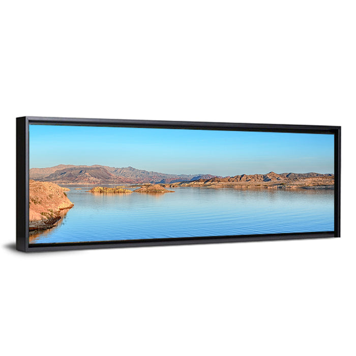 Lake Mead Rocky Shoreline Wall Art as a framed canvas