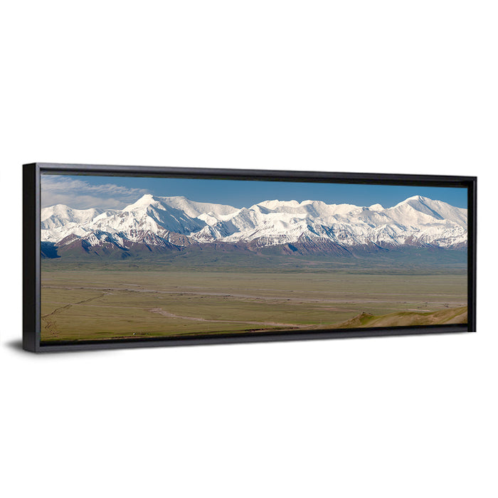 Pik Lenin Peaks Wall Art as a framed canvas