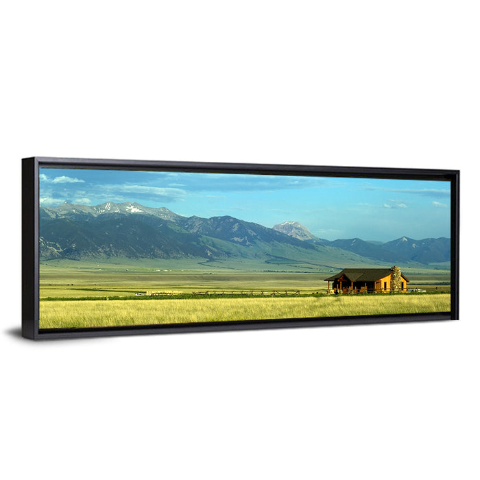 Montana Mountain Ranch Wall Art as a framed canvas