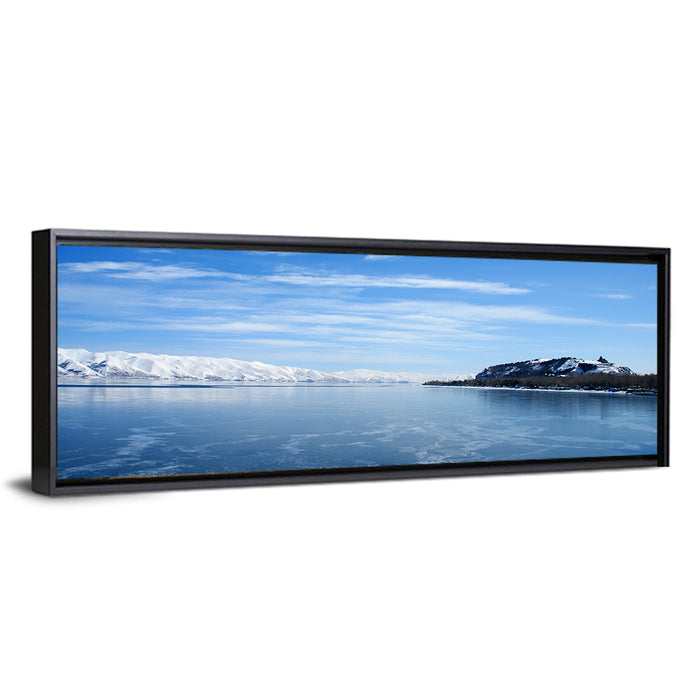Lake Sevan in Winter Wall Art as a framed canvas