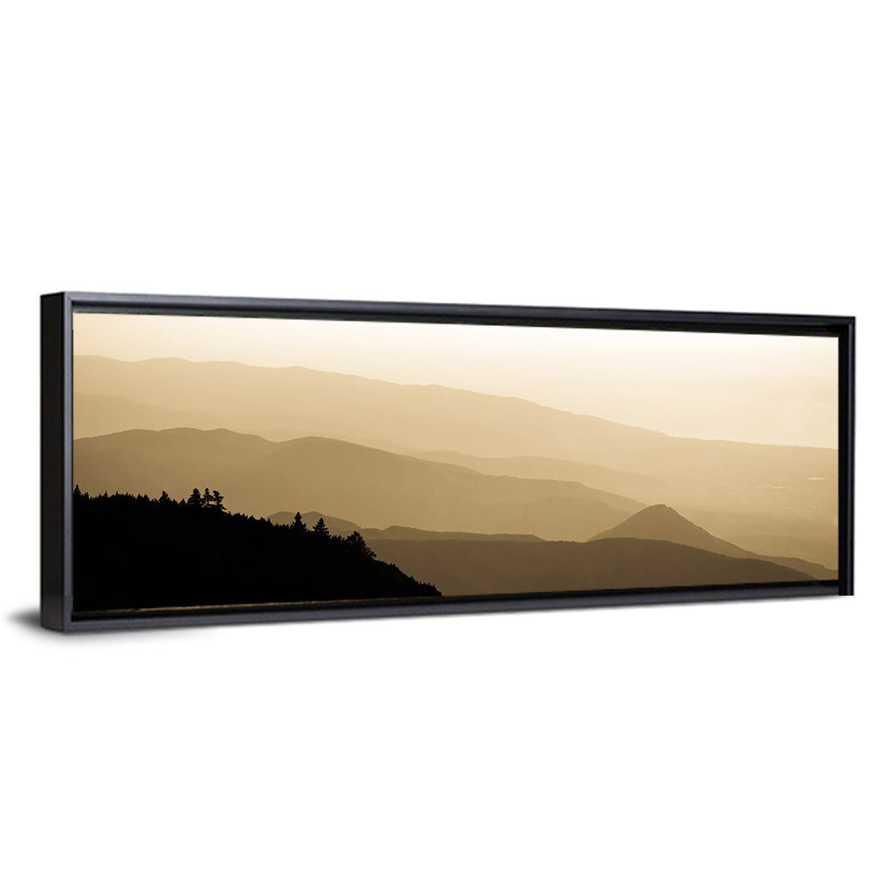 Foggy Mountains Sunset Wall Art