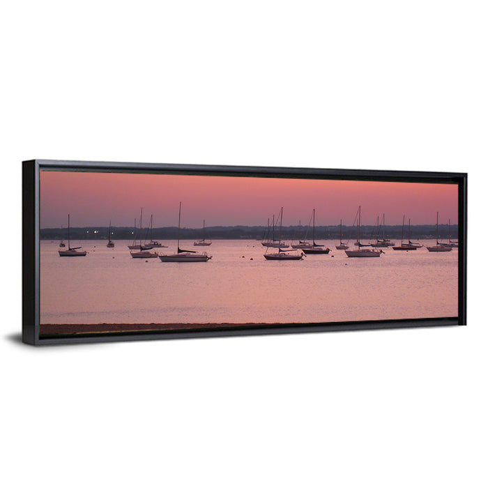 East Haven Beach Sunset Wall Art as a framed canvas
