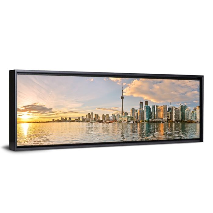 Toronto Golden Hour Skyline Wall Art as a framed canvas