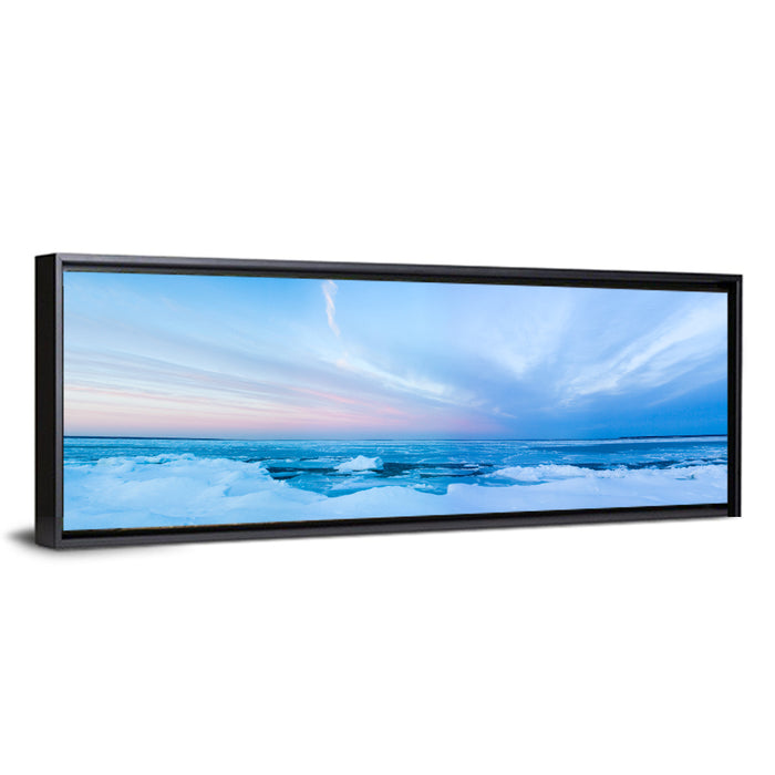 Frozen Blue Seascape Wall Art as a framed canvas
