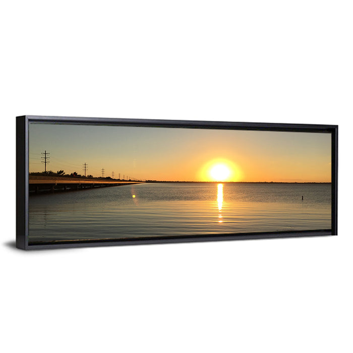 Lake Ray Hubbard Sunset Reflection Wall Art as a framed canvas