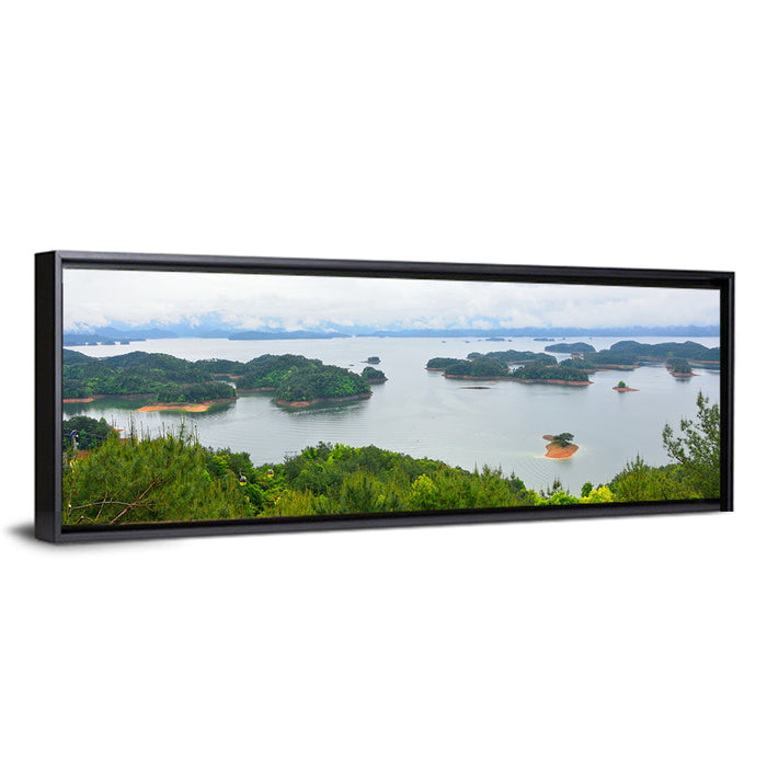 Qiandao Lake Islands View Wall Art as a framed canvas